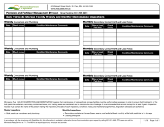 Document preview: Bulk Pesticide Storage Facility Weekly and Monthly Maintenance Inspections - Minnesota