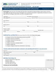 Form AG01208 &quot;Substantial Alteration Chemigation Permit Application&quot; - Minnesota