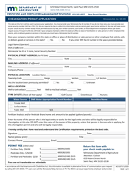 Form AG01073 &quot;Chemigation Permit Application&quot; - Minnesota