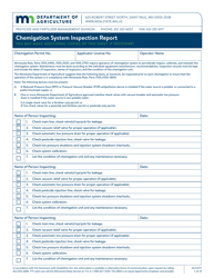 Form AG-01077 &quot;Chemigation System Inspection Report&quot; - Minnesota