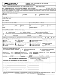 Form AG-03030 &quot;New Pesticide Applicator License Application&quot; - Minnesota