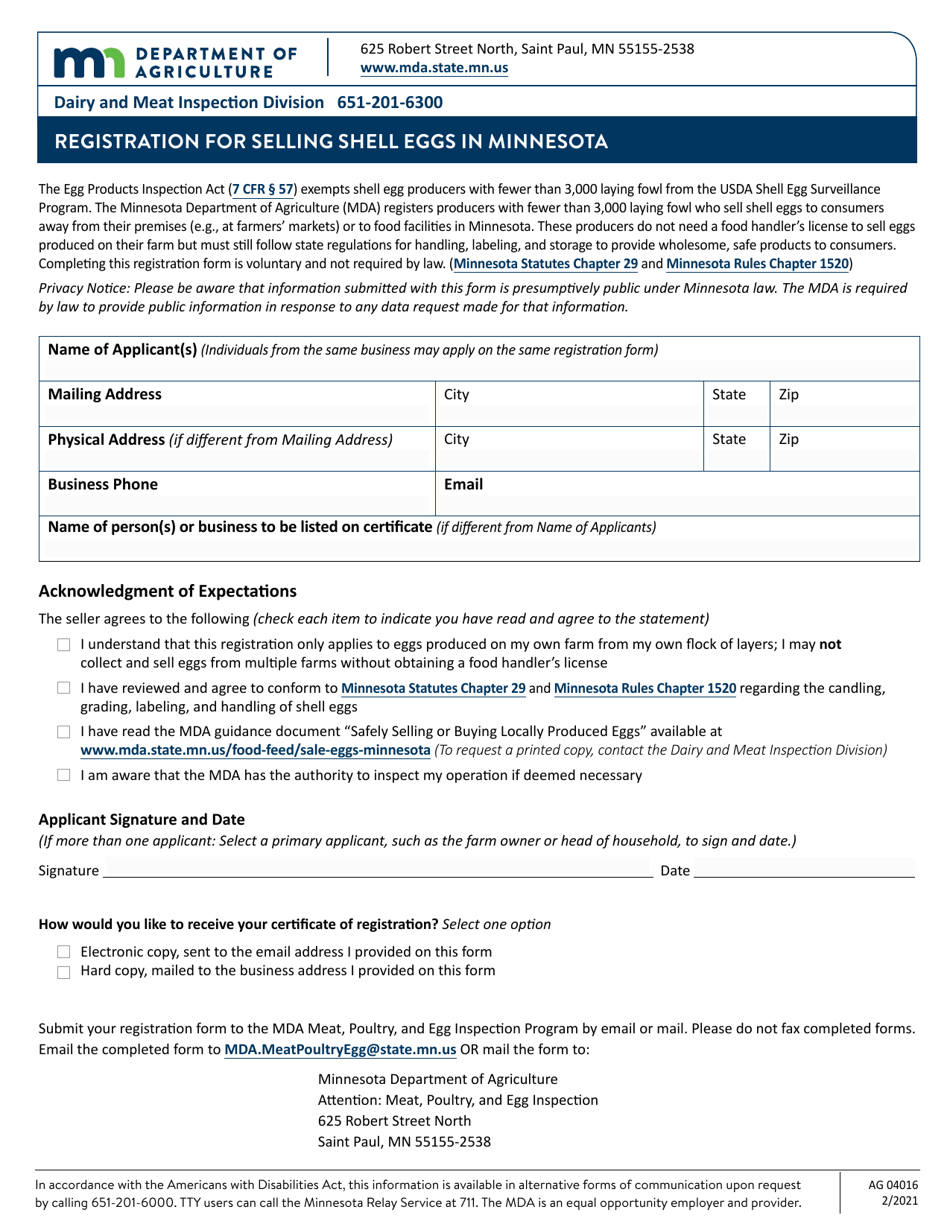 Form AG04016 - Fill Out, Sign Online and Download Fillable PDF ...