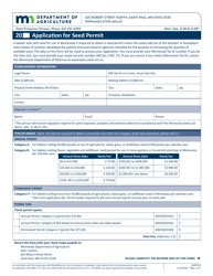 Form AG00744 &quot;Application for Seed Permit&quot; - Minnesota
