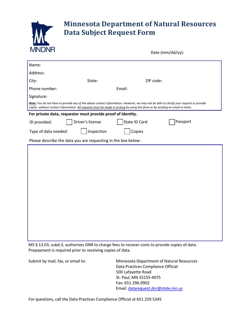 Data Subject Request Form - Minnesota, Page 1