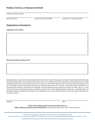 Consumer Assistance Request Form - Minnesota, Page 2