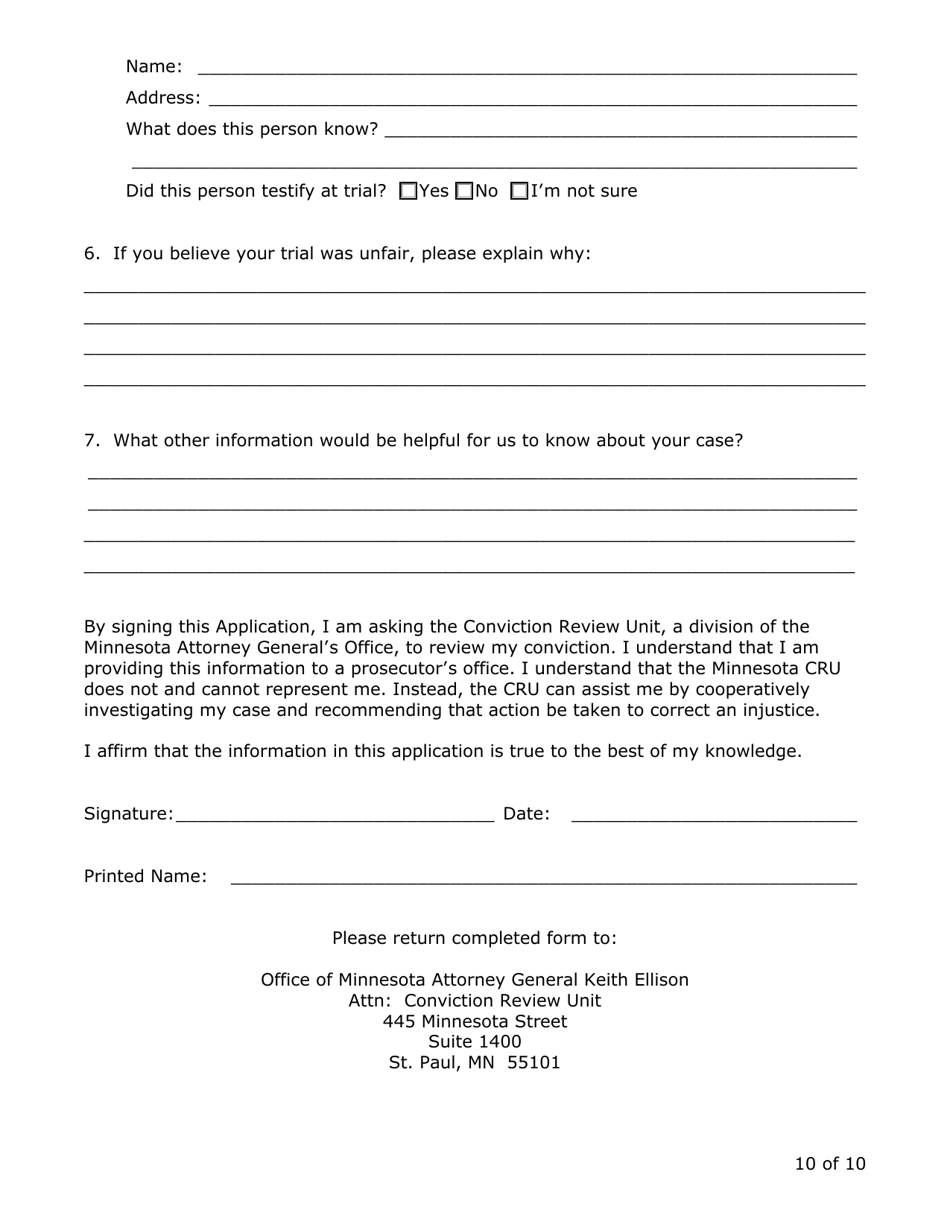 Request for Review by the Conviction Review Unit - Minnesota, Page 10