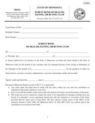 Document preview: Form CLUB3 Surety Bond of Health, Dating, or Buying Club - Minnesota