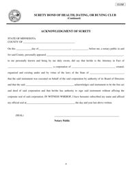 Form CLUB3 Surety Bond of Health, Dating, or Buying Club - Minnesota, Page 4