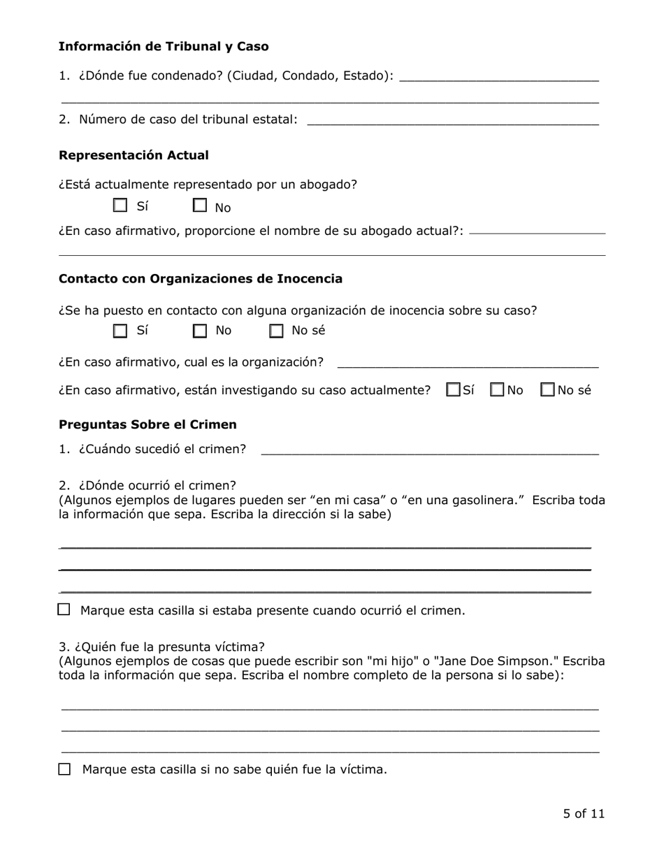 Solicitud De Revision Por Parte De La Unidad De Revision De Convicciones - Minnesota (Spanish), Page 5