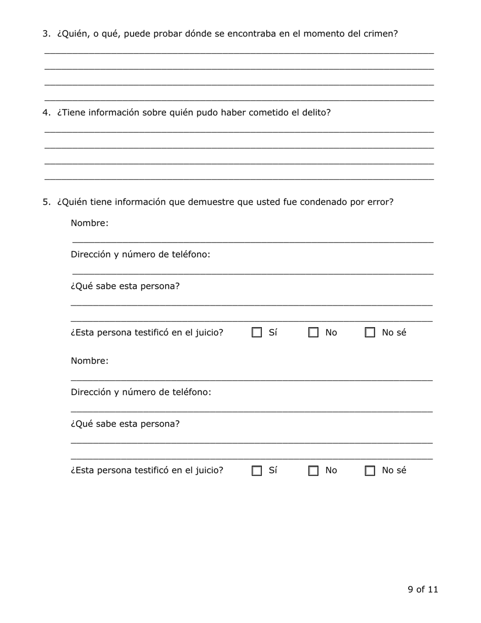 Solicitud De Revision Por Parte De La Unidad De Revision De Convicciones - Minnesota (Spanish), Page 9