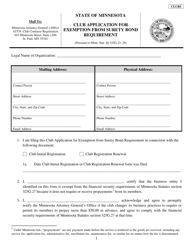 Form CLUB5 Club Application for Exemption From Surety Bond Requirement - Minnesota