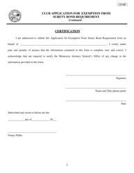 Form CLUB5 Club Application for Exemption From Surety Bond Requirement - Minnesota, Page 2