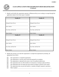 Form CLUB4 Club Application for Exempetion From Registration - Minnesota, Page 2