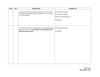 Standards for Professional Learning Checklist - Mississippi, Page 6