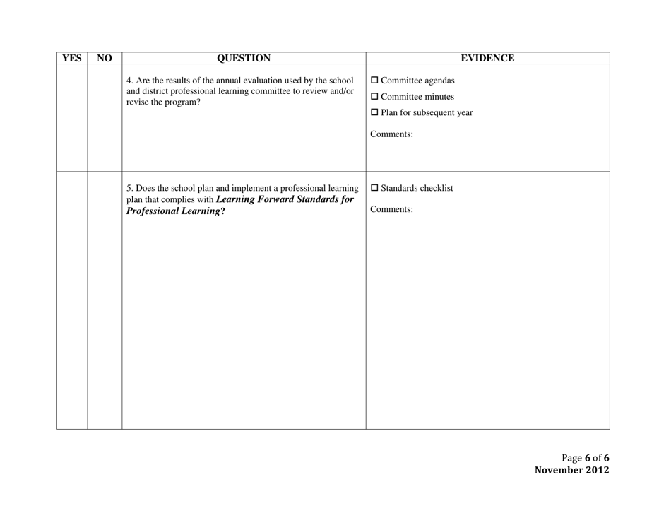 Standards for Professional Learning Checklist - Mississippi, Page 6