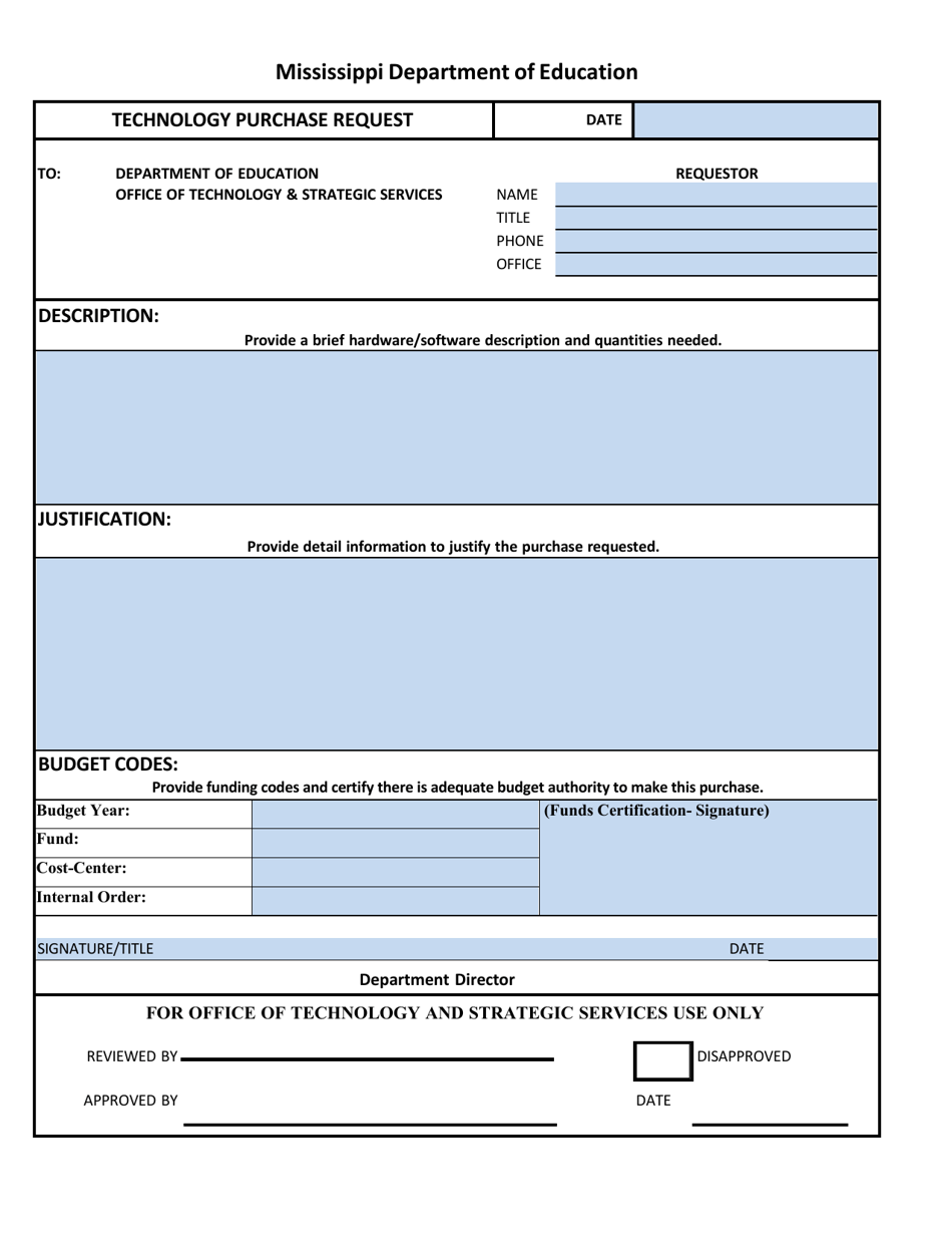 Technology Purchase Request - Mississippi, Page 1