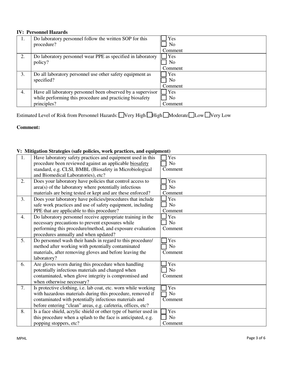 Biosafety Risk Assessment - Mississippi, Page 3