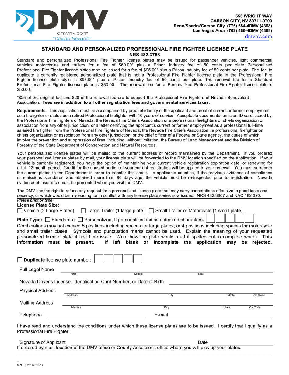 Form SP41 - Fill Out, Sign Online and Download Fillable PDF, Nevada ...