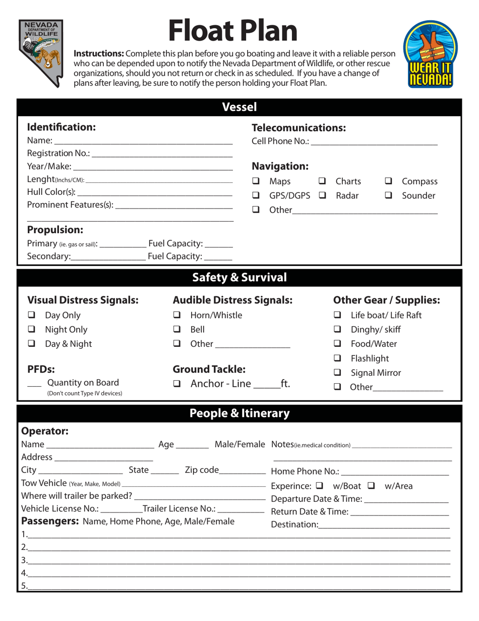 Float Plan - Nevada, Page 1