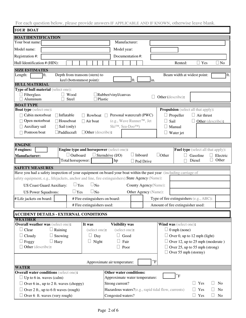 Nevada Boating Accident and Casualty Report - Nevada, Page 2