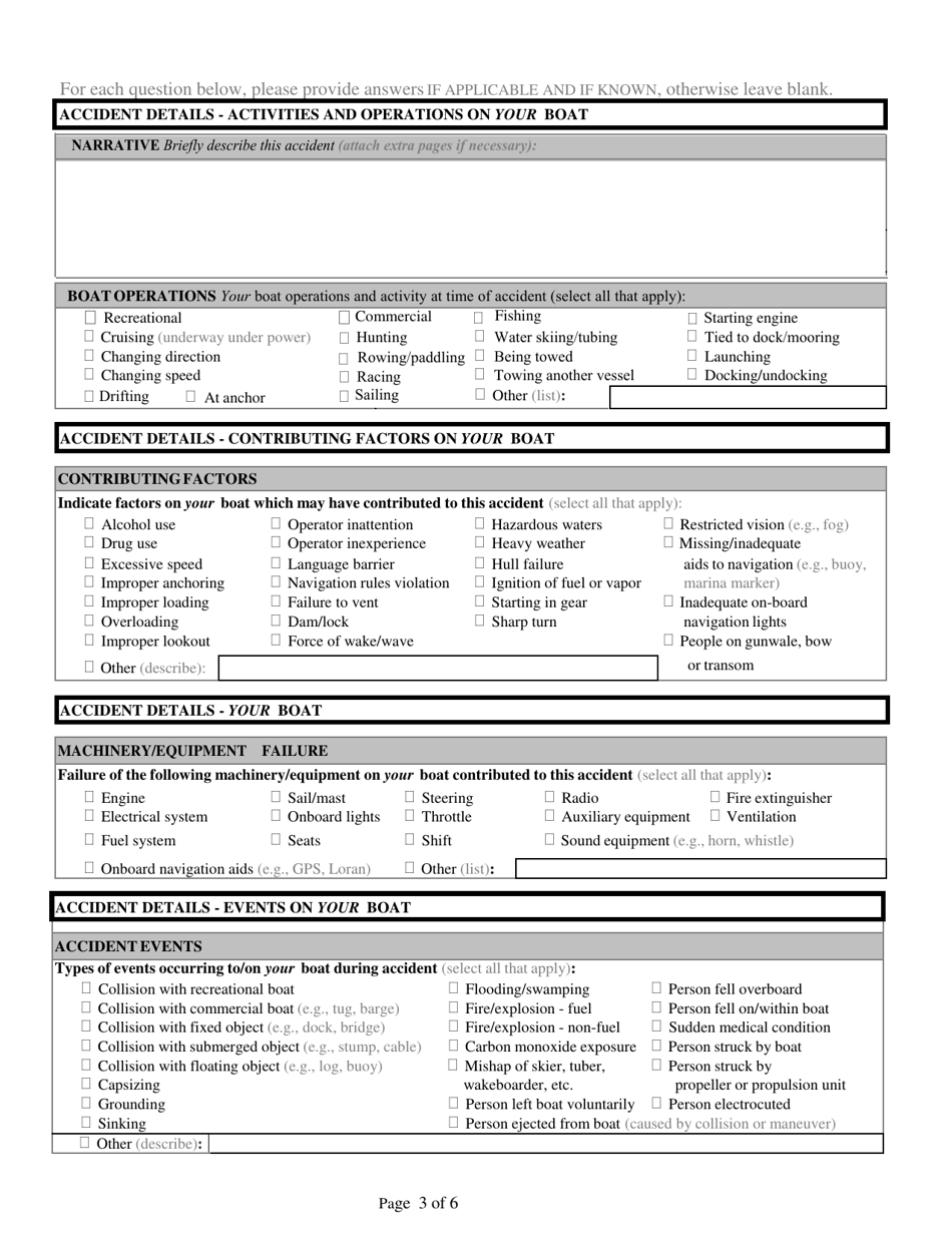 Nevada Boating Accident and Casualty Report - Nevada, Page 3