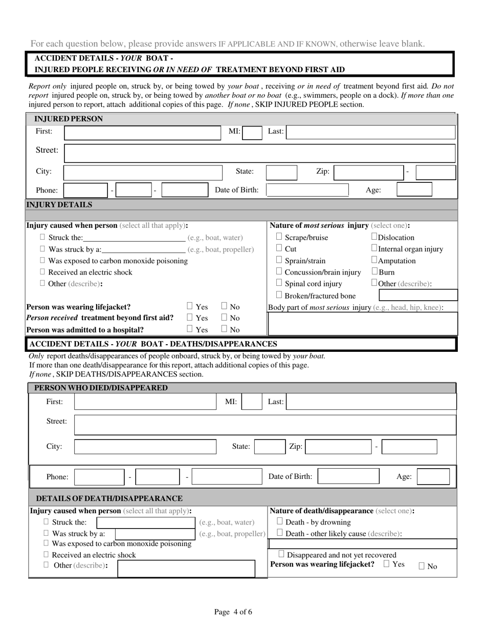 Nevada Boating Accident and Casualty Report - Nevada, Page 4