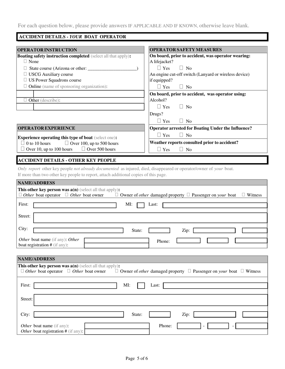Nevada Boating Accident and Casualty Report - Nevada, Page 5