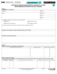 Forme B247 Accord De Libre-Echange Entre Le Canada Et Le Chili Questionnaire De Verification De L&#039;origine - Canada (French), Page 2