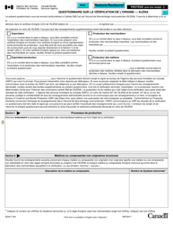 Document preview: Forme B238 Questionnaire Sur La Verification De L'origine - Alena - Canada (French)
