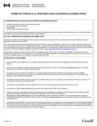Document preview: Forme BSF386 Demande De Permis De Passage a La Frontiere Dans Les Region Eloigneees (Pfre) - Canada (French)