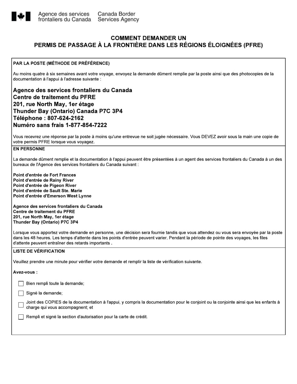 Forme BSF386 Demande De Permis De Passage a La Frontiere Dans Les Region Eloigneees (Pfre) - Canada (French), Page 4