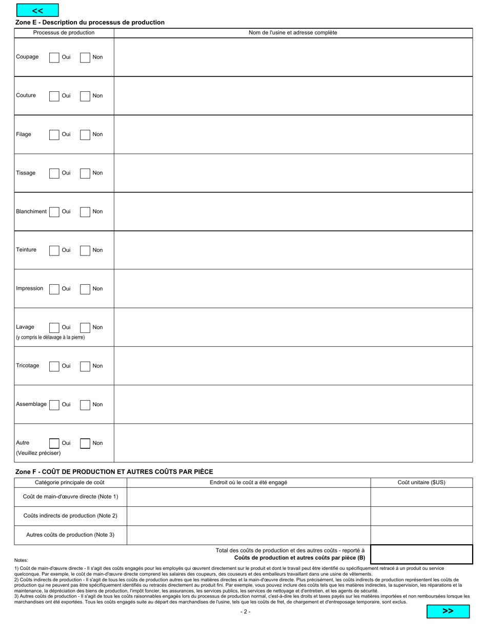 Forme BSF249 Questionnaire De Verification De Lorigine DES Pays Les Moins Developpes (Pmd) - Critere De Preference E - Canada (French), Page 2