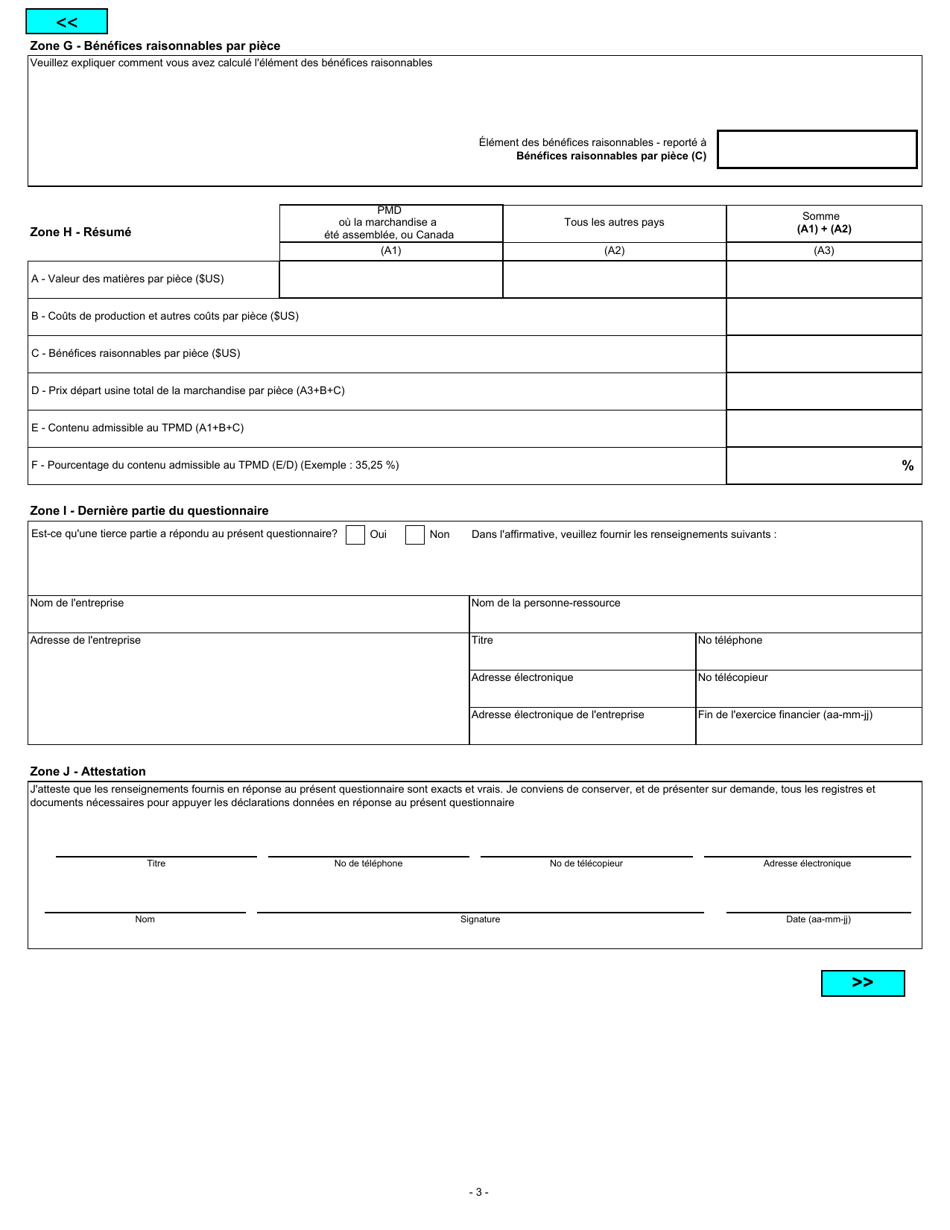 Forme BSF249 Questionnaire De Verification De Lorigine DES Pays Les Moins Developpes (Pmd) - Critere De Preference E - Canada (French), Page 3
