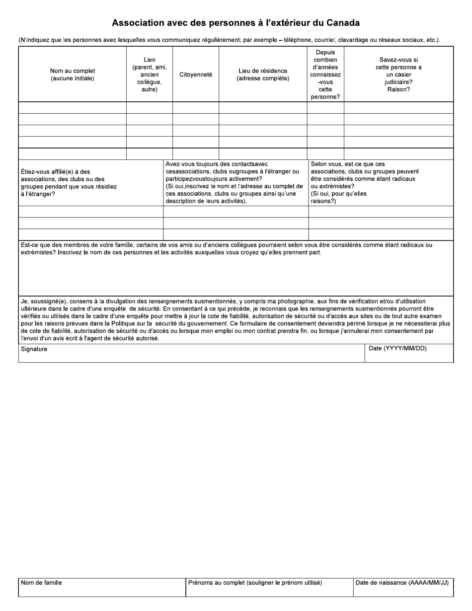 Forme BSF641 Questionnaire Pour Les Personnes Ayant Reside Ou Voyage a Lexterieur Du Canada - Canada (French), Page 5