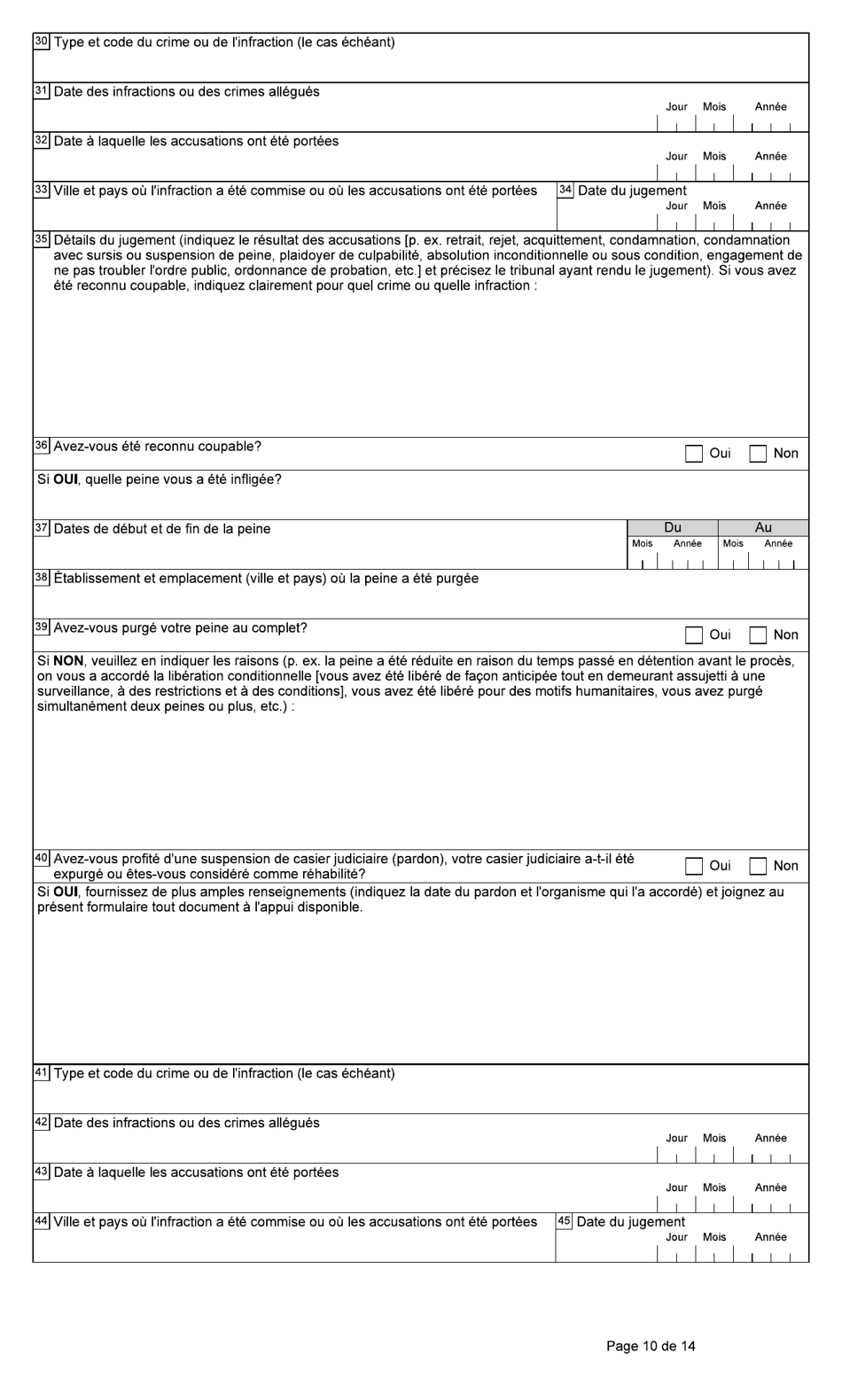Forme BSF766 Demande De Declaration De Dispense Visee Au Paragraphe 42.1(1) De La Loi Sur Limmigration Et La Protection DES Refugies (Lipr) - Canada (French), Page 10