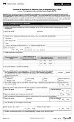 Forme BSF766 Demande De Declaration De Dispense Visee Au Paragraphe 42.1(1) De La Loi Sur L&#039;immigration Et La Protection DES Refugies (Lipr) - Canada (French)