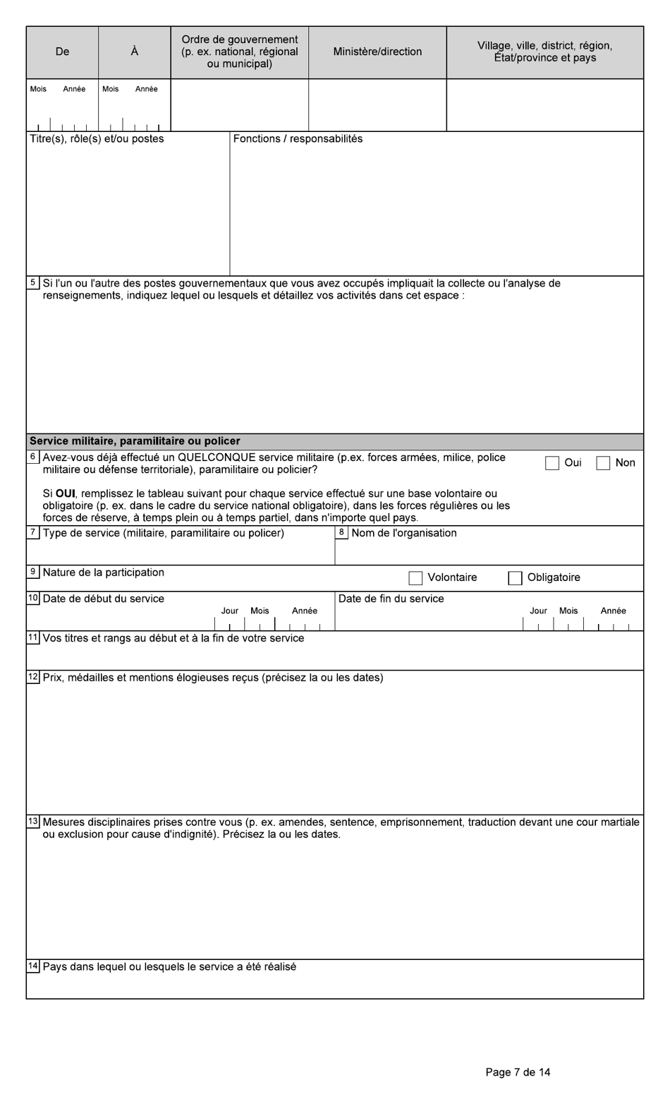 Forme BSF766 Demande De Declaration De Dispense Visee Au Paragraphe 42.1(1) De La Loi Sur Limmigration Et La Protection DES Refugies (Lipr) - Canada (French), Page 7