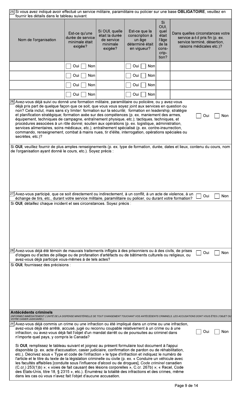 Forme BSF766 Demande De Declaration De Dispense Visee Au Paragraphe 42.1(1) De La Loi Sur Limmigration Et La Protection DES Refugies (Lipr) - Canada (French), Page 9