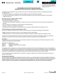 Document preview: Forme E655 Partie II Programme D'autocotisation DES Douanes Demande De Participation De L'importateur - Canada (French)