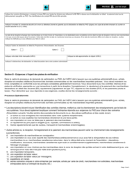 Forme E655 Partie II Programme D&#039;autocotisation DES Douanes Demande De Participation De L&#039;importateur - Canada (French), Page 3