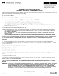 Document preview: Forme E656 Partie II Programme D'autocotisation DES Douanes Demande De Participation Du Transporteur - Canada (French)
