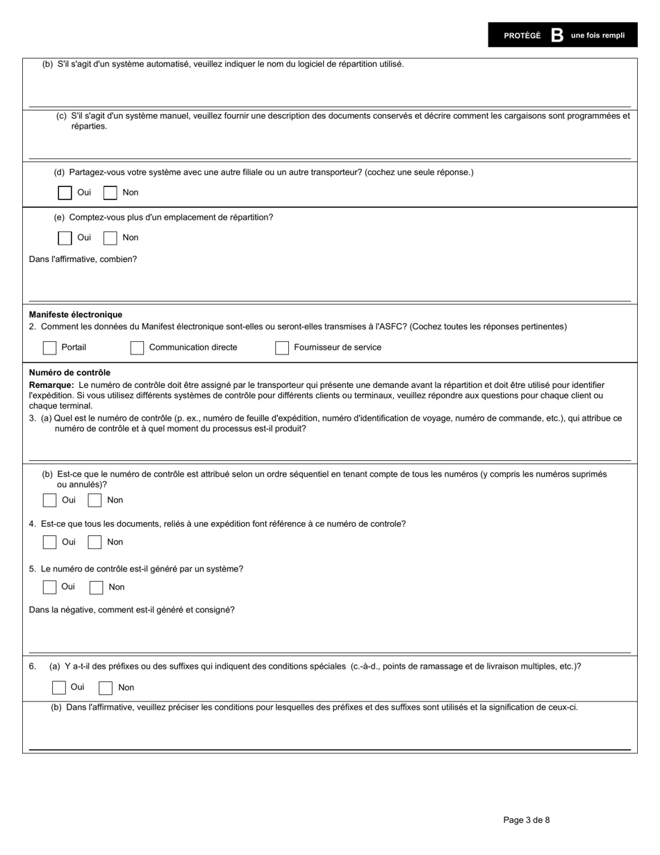 Forme E656 Partie II Programme Dautocotisation DES Douanes Demande De Participation Du Transporteur - Canada (French), Page 3