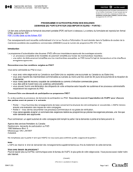 Forme E646 Partie I Programme D&#039;autocotisation DES Douanes - Demande De Participation DES Importateurs - Canada (French)