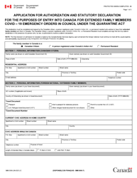Form IMM0006 Application for Authorization and Statutory Declaration (Extended Family Members) - Canada