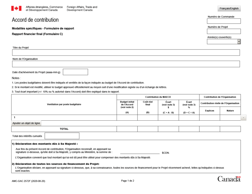 Forme AMC-GAC2572F (C) Rapport Financier Final - Canada (French)