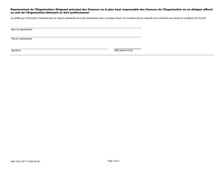 Forme AMC-GAC2571F (B) Rapport Financier Periodique - Canada (French), Page 2