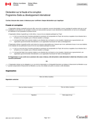 Forme AMC-GAC2521F &quot;Declaration Sur La Fraude Et La Corruption&quot; - Canada (French)