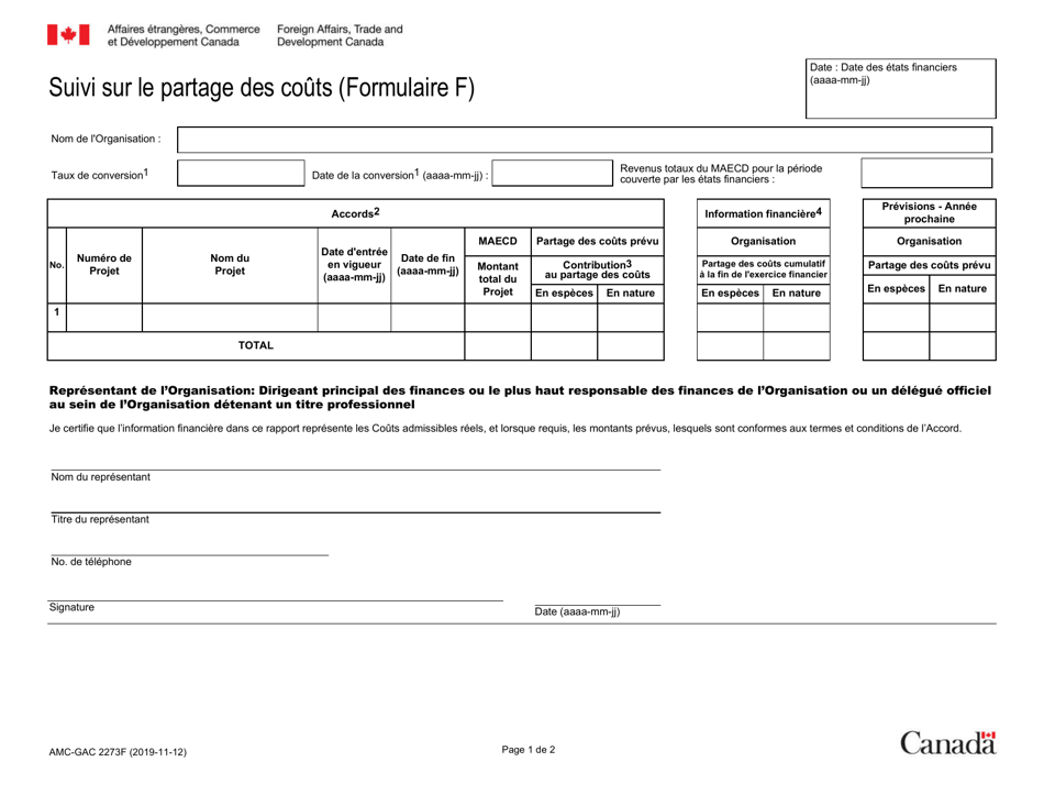 Forme AMC-GAC2273F (F) Suivi Sur Le Partage DES Couts - Canada (French), Page 1