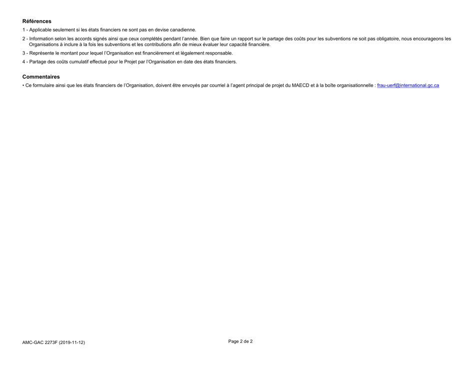 Forme AMC-GAC2273F (F) Suivi Sur Le Partage DES Couts - Canada (French), Page 2