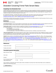 Form GAC-AMC2554 &quot;Declaration Concerning Former Public Servant Status&quot; - Canada (English/French)